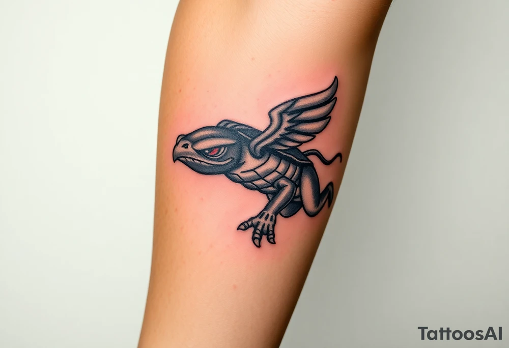 Flying ninja monkey turtle with color tattoo idea
