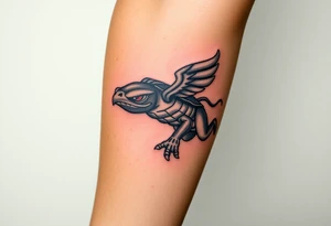 Flying ninja monkey turtle with color tattoo idea
