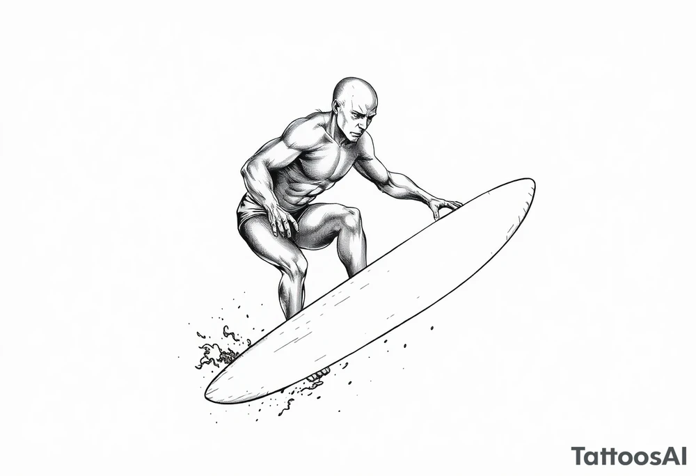 calm silver surfer tattoo idea