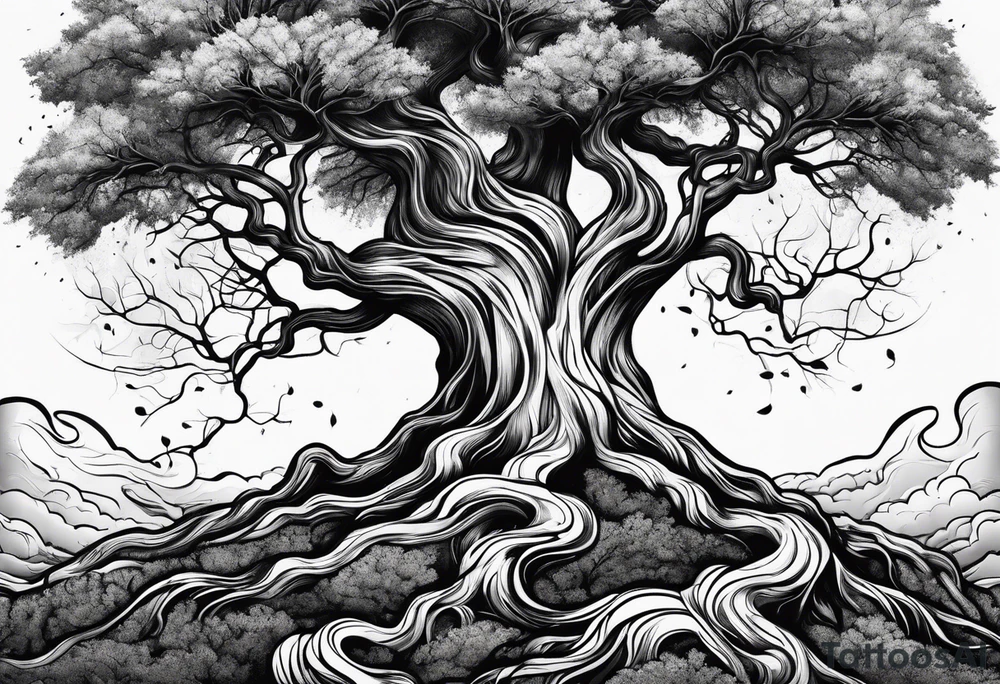 a tree with roots tattoo idea
