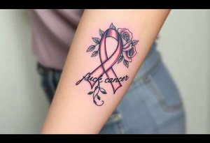 Pretty Cancer ribbon that says "fuck cancer"with roses tattoo idea