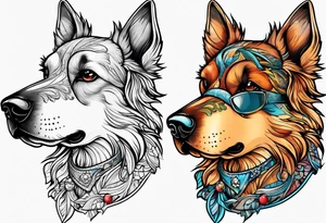 Dog bird tattoo idea