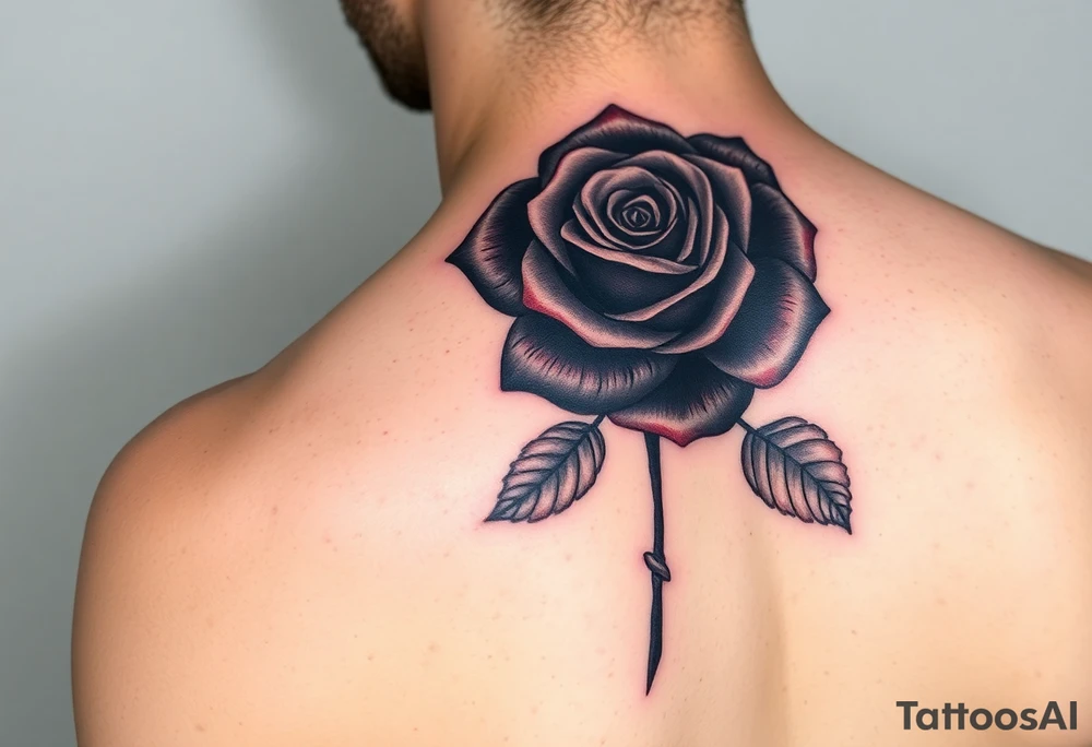Black rose with number 30 in the middle of rose tattoo idea