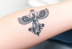 Unisci in un tatuaggio antlande che porta il peso del mondo con l’arcangelo san Michele e aggiungi elementi significativi della mitologia greca come il pantheon tattoo idea