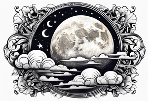 Moon with cloud tattoo idea