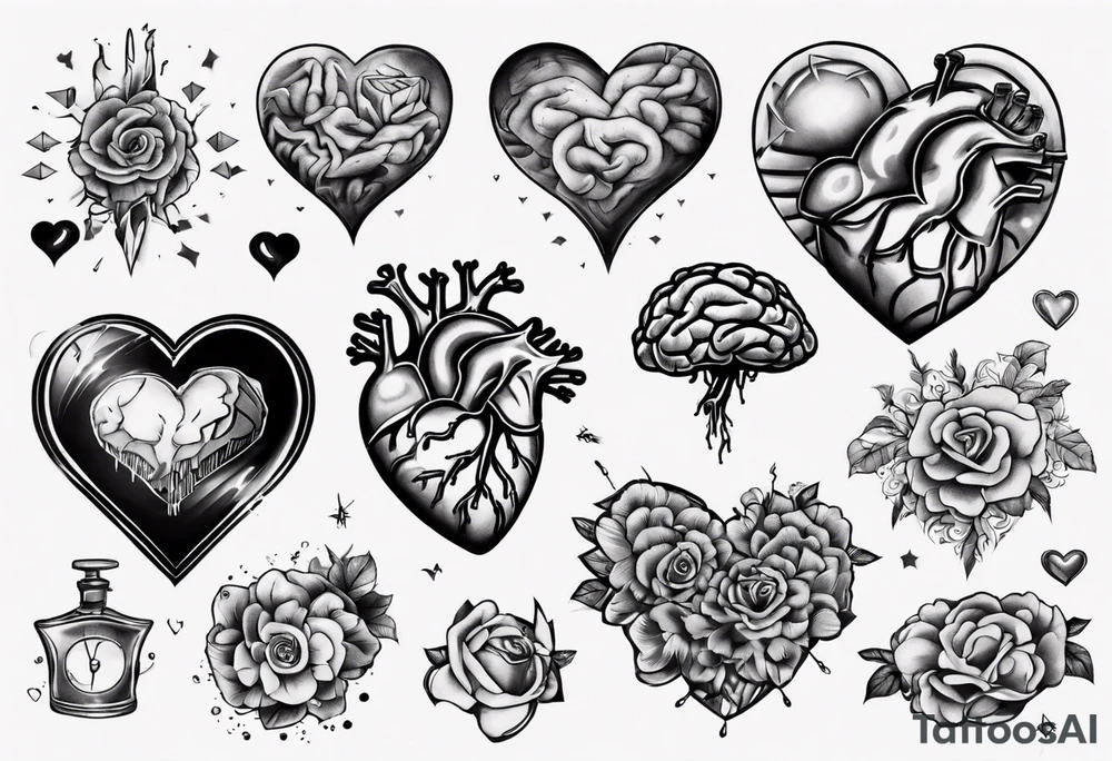 Heart and brain tattoo idea