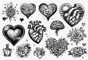 Heart and brain tattoo idea