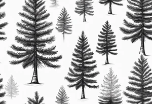 Small dainty detailed fir tree tattoo idea