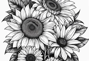 sunflowers, Daisy, wildflower, sleeve half tattoo idea