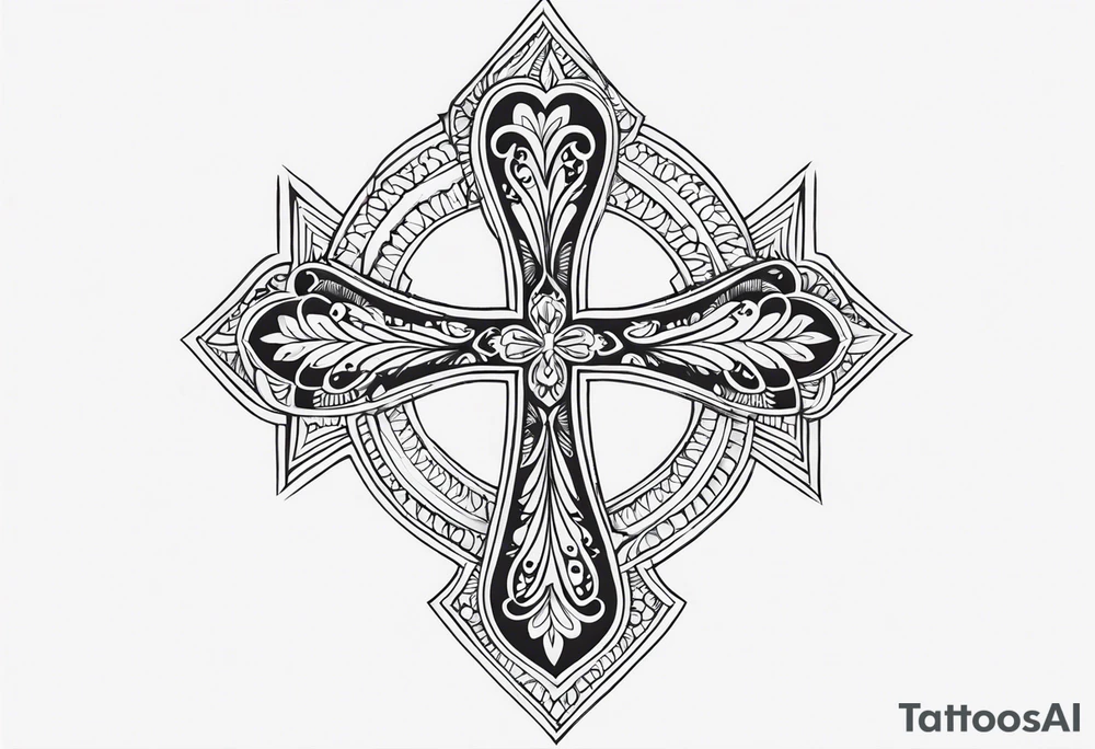 Thin cross, a small heart, the name paisley tattoo idea