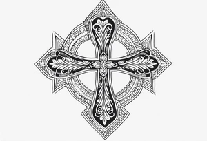 Thin cross, a small heart, the name paisley tattoo idea