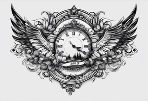a streak with no color inside with a M, A and P with number 13, 10 and 20 tattoo idea