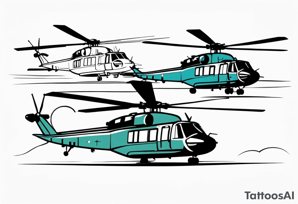 submairne on left with helicopter above it, carrier in center, DDG on the right with jet above it tattoo idea