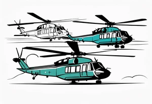 submairne on left with helicopter above it, carrier in center, DDG on the right with jet above it tattoo idea