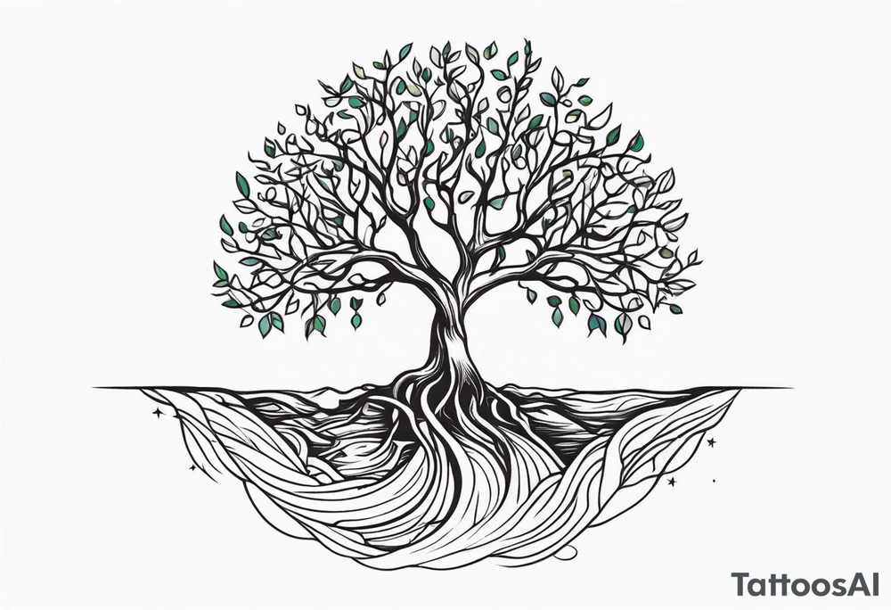 Tree with growing roots tattoo idea