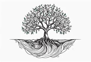 Tree with growing roots tattoo idea