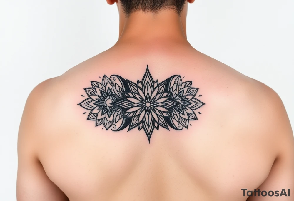 Half arm sleeve - single kidney made of two mandala / geometric designa tattoo idea