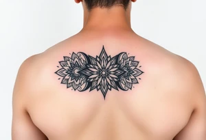 Half arm sleeve - single kidney made of two mandala / geometric designa tattoo idea