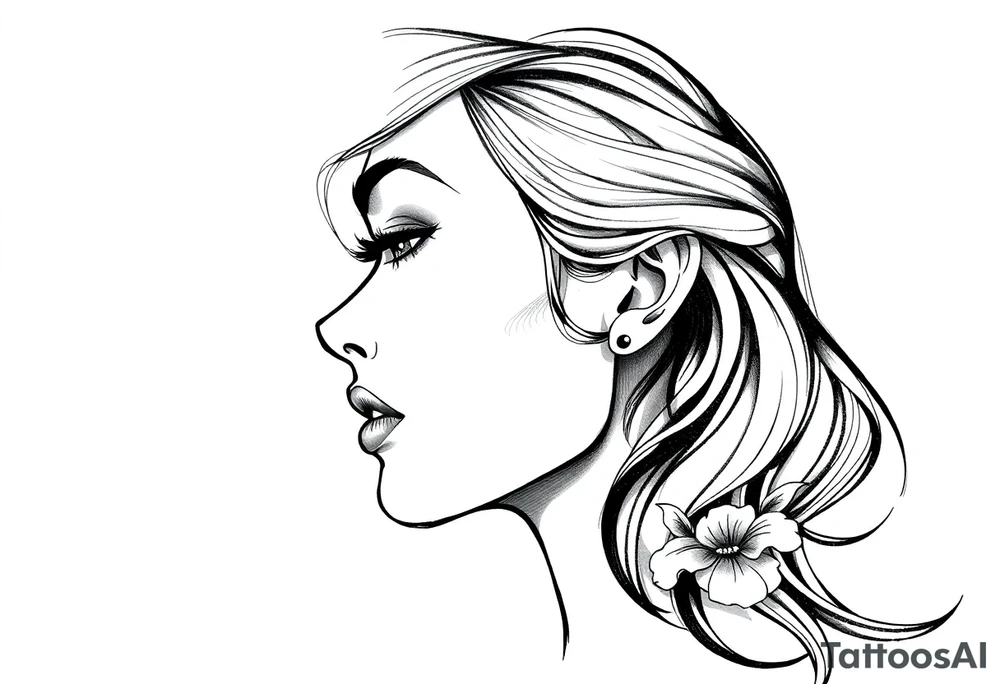 Powerful side profile woman’s face tattoo idea