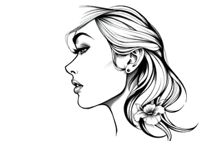 Powerful side profile woman’s face tattoo idea