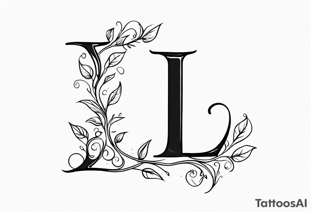 tiny letter L with vines tattoo idea