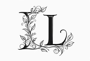 tiny letter L with vines tattoo idea