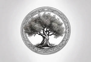Olive tree with a heart in the middle tattoo idea