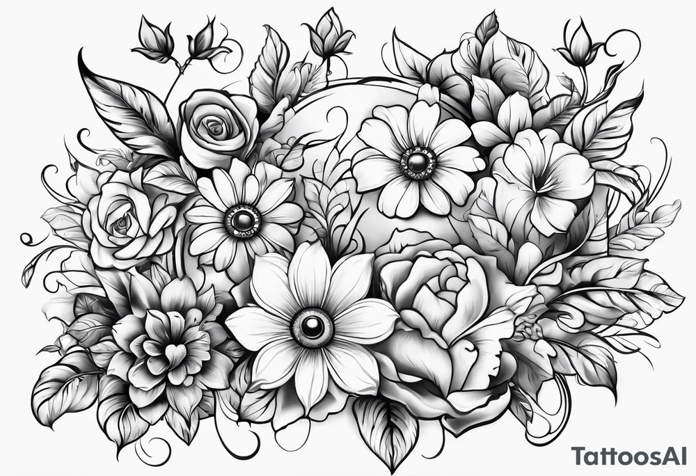 flowers hearts heaven tattoo idea
