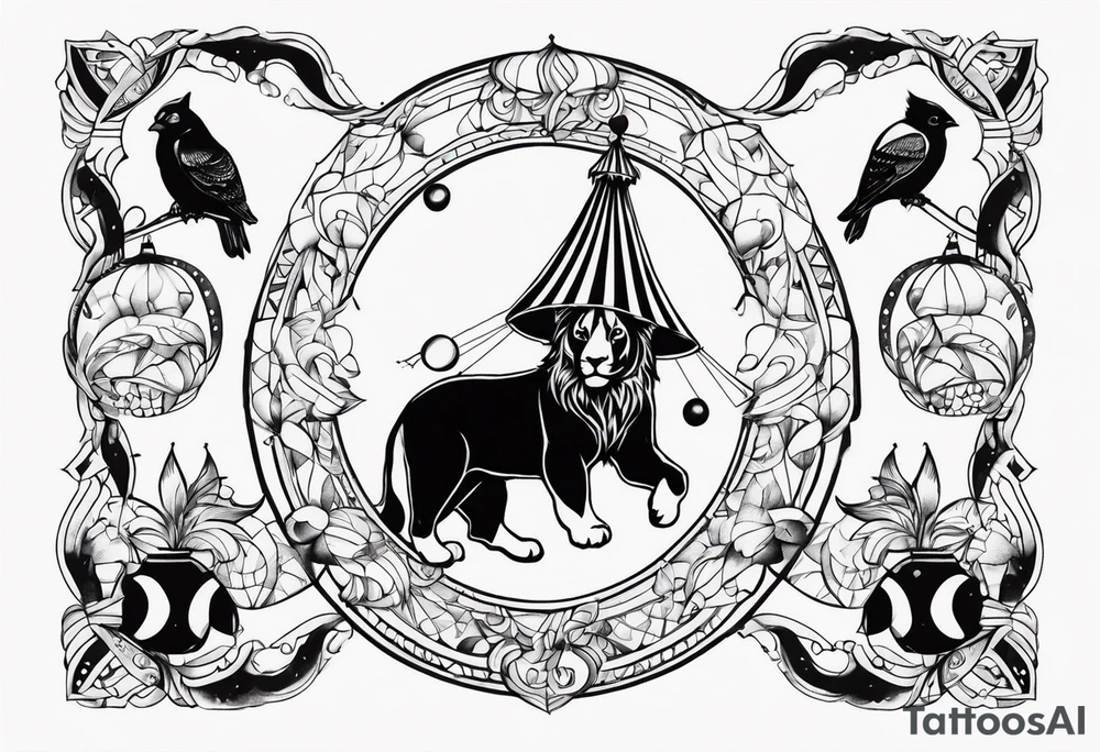 animal in a circus juggling tattoo idea