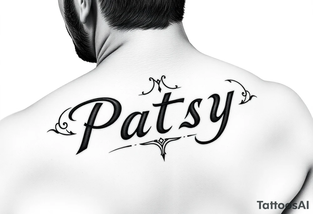 Name patsy under the ear tattoo idea