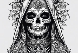 lady skeleton grim reaper devil tattoo idea