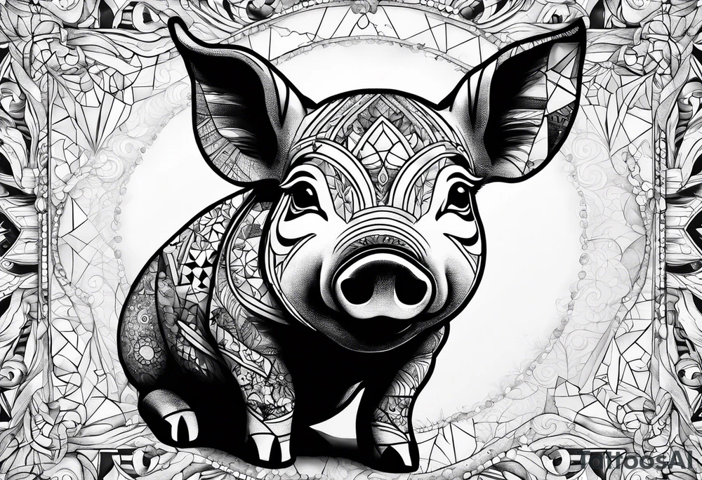 cute piglet.
with text: "friends not food" tattoo idea