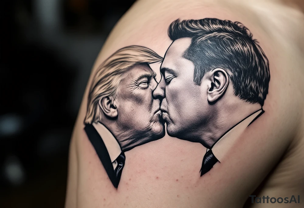 Donald Trump kissing Elon Musk tattoo idea