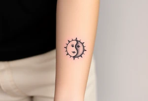 sunface (sunsign in aquarius) & moonface (moonsign in pisces) astrology / yang and yang / apple emojis inspired tattoo idea