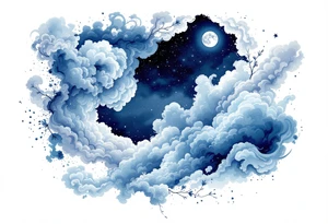 Night sky with moon tattoo idea