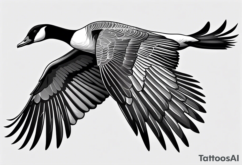 canadian goose shaking wings profile tattoo idea