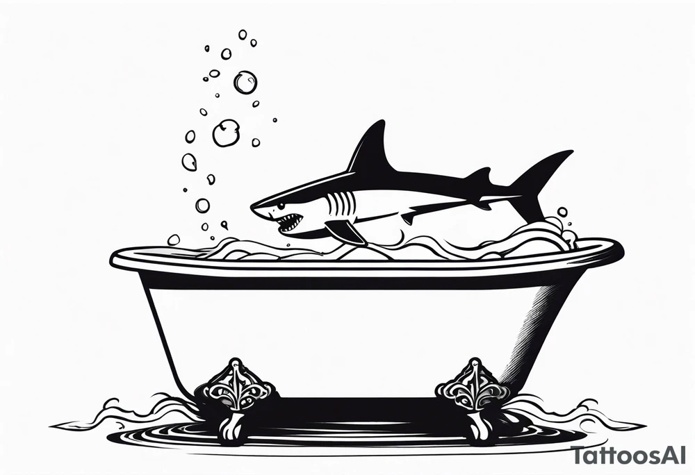 shark fin coming out of old school bathtub tattoo idea