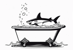 shark fin coming out of old school bathtub tattoo idea