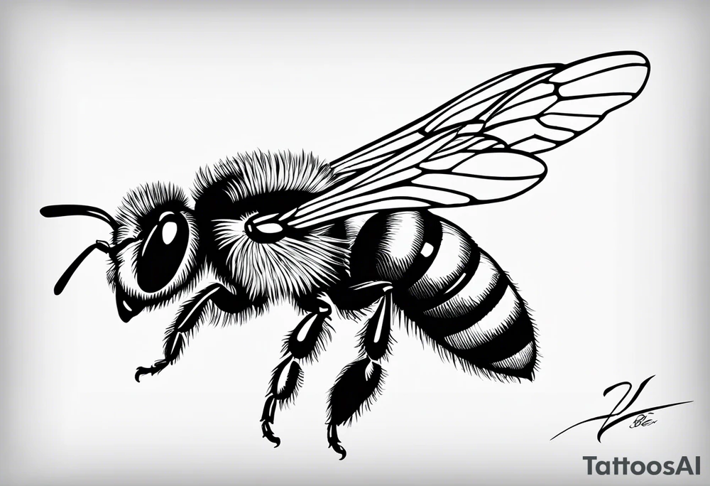flying bee flying, side view, "10X" text below it, flying bee, bee in flight tattoo idea flying bee flying, side view, "10X" text below it, flying bee, bee in flight tattoo idea
