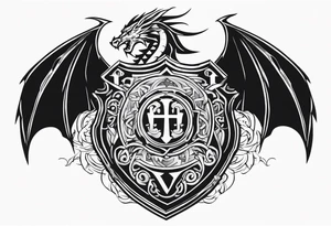 Valhalla shield sword dragon runes tattoo idea