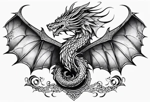Celtic dragon flying downward tattoo idea