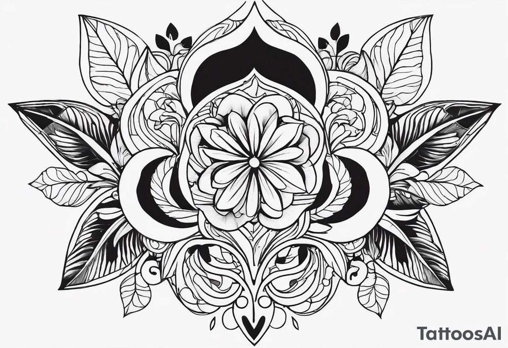 сердце с завитушками и линиями tattoo idea