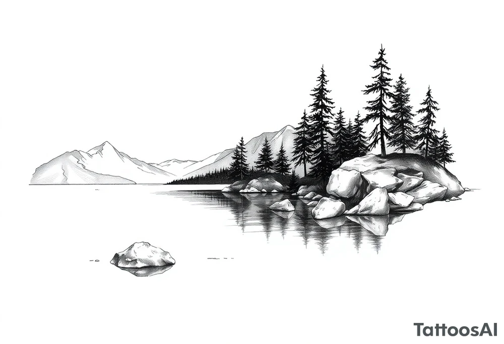 Lake scene tattoo idea