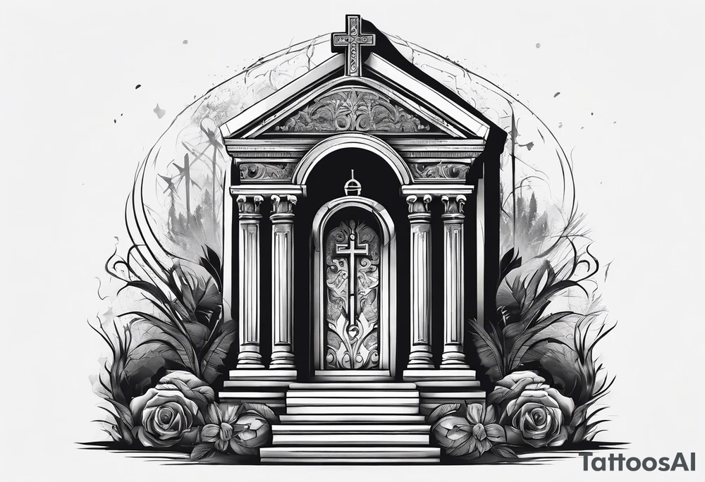 Tomb with cross tattoo idea