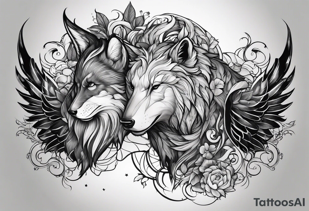 Two brothers animals tattoo idea