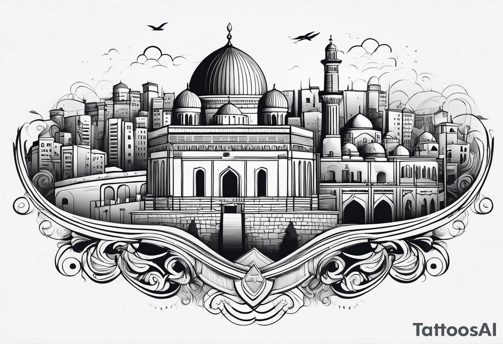 israel city vector swirl 
 vignette tattoo idea