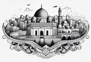 israel city vector swirl 
 vignette tattoo idea