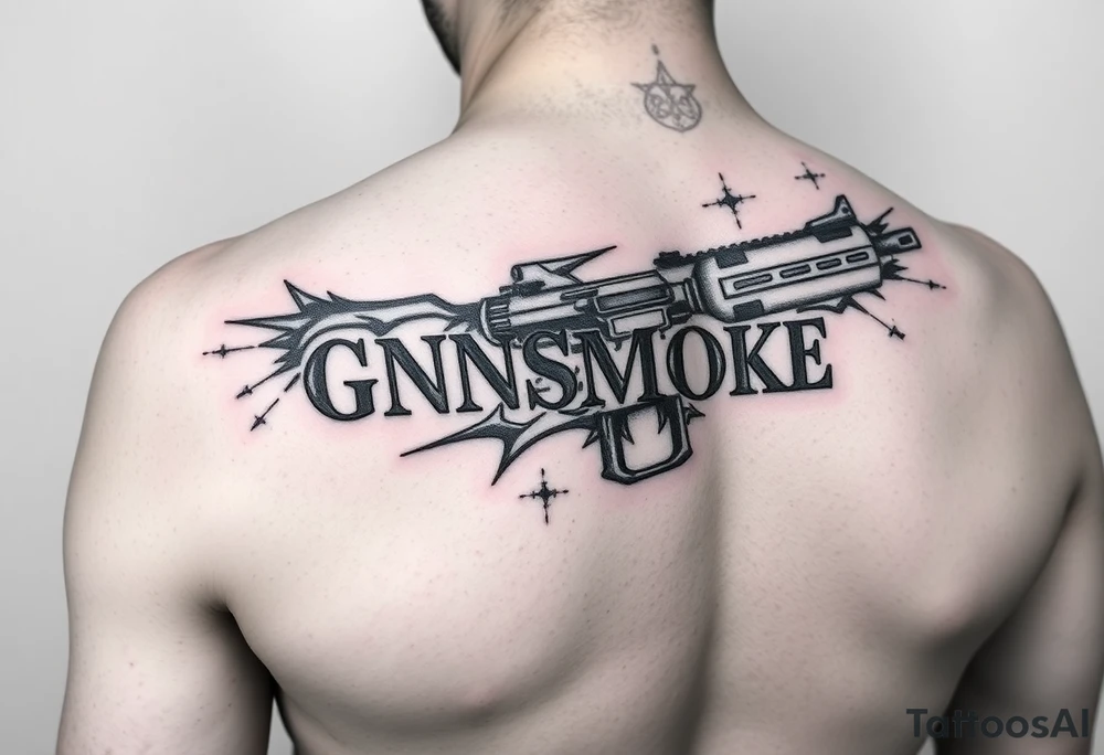 tat that says gunsmokesolo tattoo idea