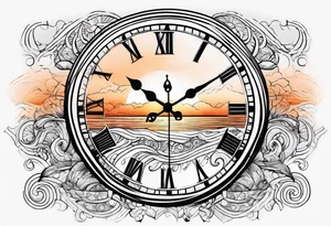 time element in sunset for man simple design tattoo idea