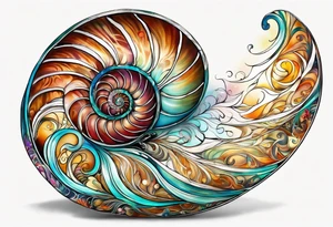 nautilus shell, self peace, number 4 tattoo idea